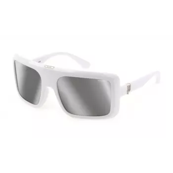 POLICE SPLF62-6104AW Męskie okulary przeciwsłoneczne prostokątne - czarna oprawka, szare szkła 61/19/130 mm