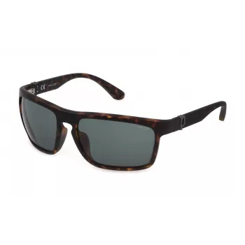 POLICE SPLF63-630878 Męskie okulary przeciwsłoneczne prostokątne, matowa czarna oprawka, soczewki dymne 63/18/130 mm