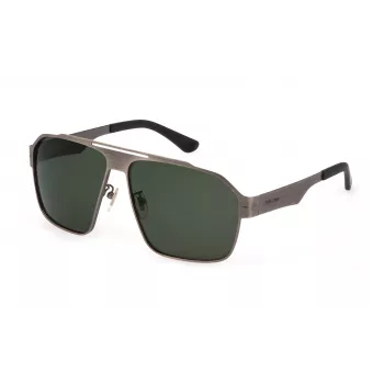 Okulary przeciwsłoneczne męskie POLICE SPLL08-63I47P - oprawka z ciemnoszarego acetatu, szare soczewki polaryzacyjne, 63/13/140 mm