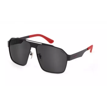 POLICE SPLL08M638YZP Męskie okulary przeciwsłoneczne prostokątne czarno-szare 63/13/140 mm