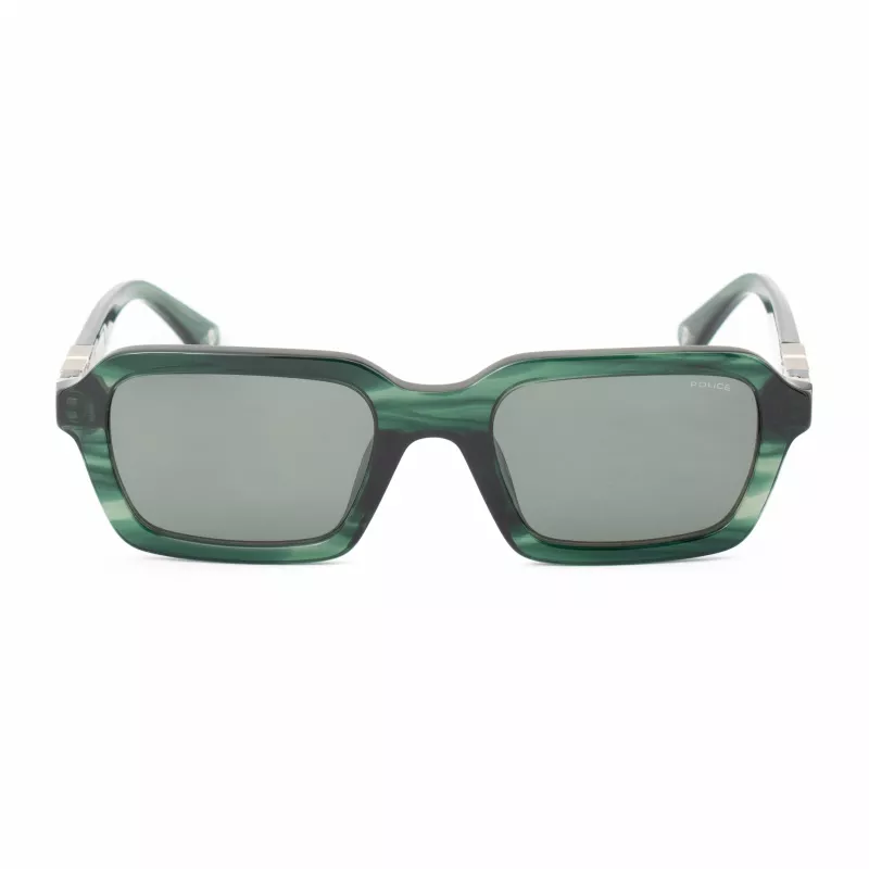 POLICE SPLL14-5309N6 Okulary przeciwsłoneczne męskie - czarna oprawka acetatowa, szare soczewki poliwęglanowe, ochrona UV400, 53mm