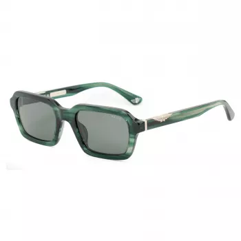 POLICE SPLL14-5309N6 Okulary przeciwsłoneczne męskie - czarna oprawka acetatowa, szare soczewki poliwęglanowe, ochrona UV400, 53mm