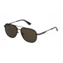 POLICE SPLL78-580627 Męskie okulary przeciwsłoneczne prostokątne, błyszcząca czarna oprawka, szare szkła, 58mm