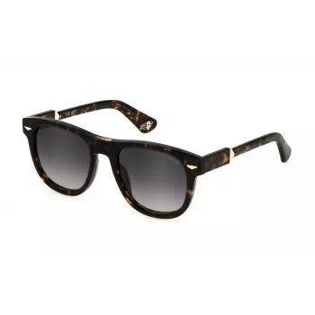 POLICE SPLL87-5206E4 Unisex Okulary Przeciwsłoneczne Prostokątne Oprawka Havana Brown Tortoise Soczewki Brązowe Gradient 52mm