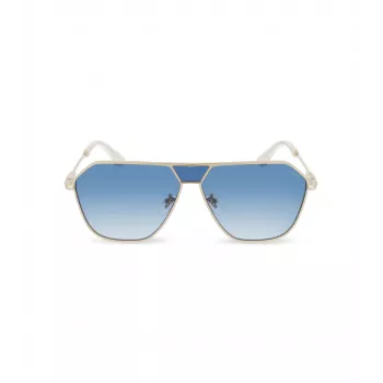 POLICE SPLL89-620300 Męskie okulary przeciwsłoneczne pilot - błyszcząca czarna oprawka, soczewki w kolorze dymnego szarego, 62 mm