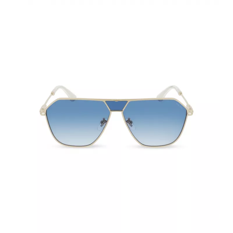 POLICE SPLL89-620300 Męskie okulary przeciwsłoneczne pilot - błyszcząca czarna oprawka, soczewki w kolorze dymnego szarego, 62 mm