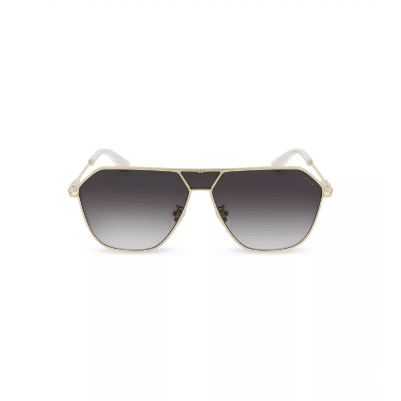POLICE SPLL89-62300Y Męskie okulary przeciwsłoneczne prostokątne - czarna oprawka, szare szkła 62mm