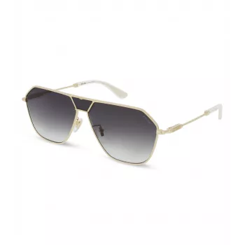 POLICE SPLL89-62300Y Męskie okulary przeciwsłoneczne prostokątne - czarna oprawka, szare szkła 62mm