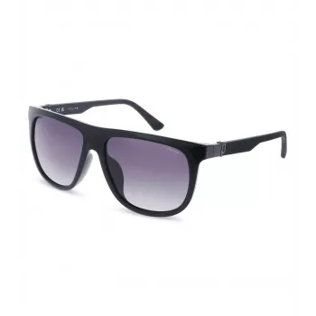 POLICE SPLN33M590Z42 Okulary przeciwsłoneczne męskie - czarna oprawka acetatowa, szare soczewki poliwęglanowe, ochrona UV400, szerokość soczewki 59 mm