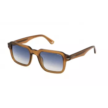 POLICE SPLN36-5206A9 Męskie okulary przeciwsłoneczne prostokątne - czarna oprawka, szare szkła 52mm