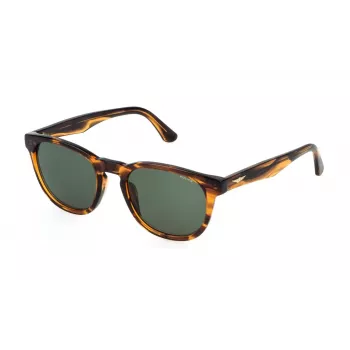 POLICE SPLP22-530836 Męskie prostokątne okulary przeciwsłoneczne, czarna oprawka, szare soczewki, 53mm