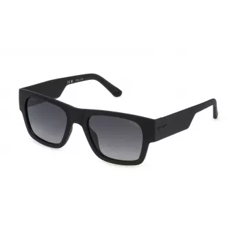 POLICE SPLP23-54U28P Męskie Prostokątne Okulary Przeciwsłoneczne Polaryzacyjne, Czarna Oprawka, Szare Soczewki, 54mm