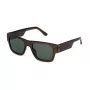 POLICE SPLP23M54M82P Męskie prostokątne okulary przeciwsłoneczne z polaryzacją, oprawa z acetatu w kolorze havana, zielone szkła 54mm