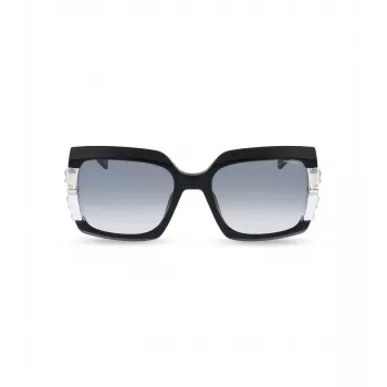 Okulary przeciwsłoneczne POLICE dla kobiet SPLG23M570700 Geometryczne czarne oprawki acetatowe szare soczewki poliwęglanowe 57mm