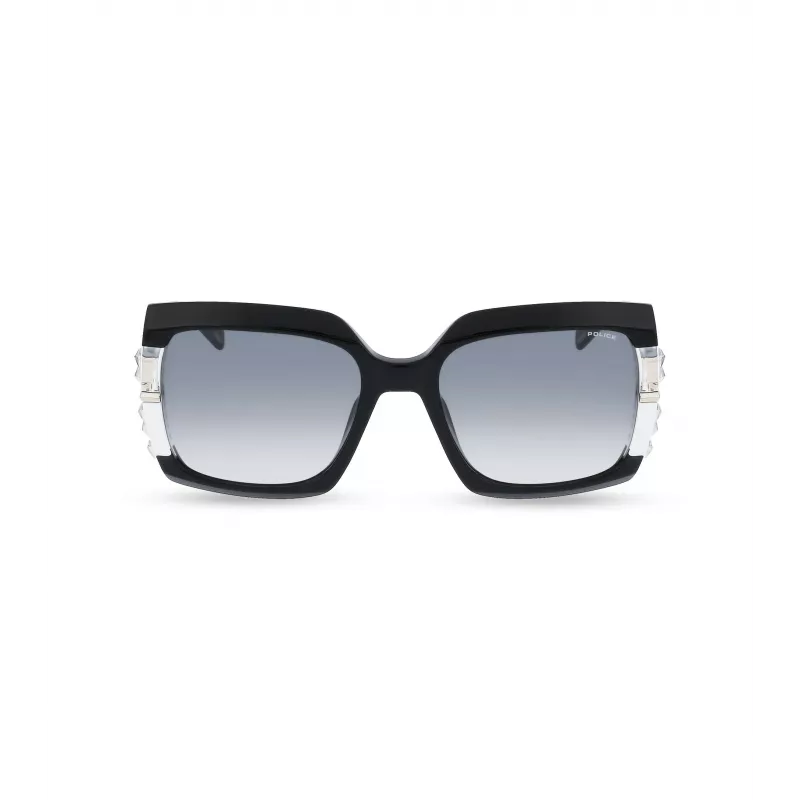 Okulary przeciwsłoneczne POLICE dla kobiet SPLG23M570700 Geometryczne czarne oprawki acetatowe szare soczewki poliwęglanowe 57mm