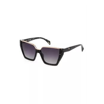 Okulary przeciwsłoneczne POLICE damskie SPLL33V570869 - Oprawka acetatowa kwadratowa, soczewki gradientowe szare, ochrona UV400