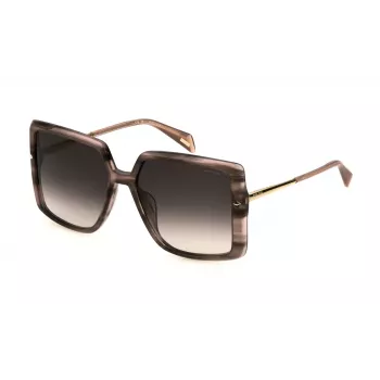 Okulary przeciwsłoneczne POLICE dla kobiet SPLL96-560836, oprawka acetatowa kocie oko, soczewki brązowe gradientowe 56/14/140 mm