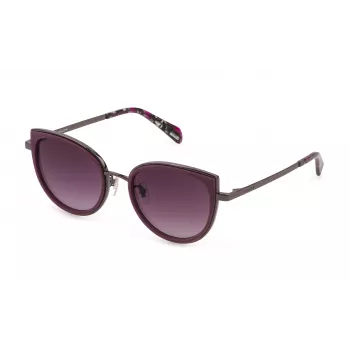 POLICE Women SPLD83-520GL7 Sunglasses - Rectangular Cat-Eye Acetate Frame with UV400 Smoke Lenses
