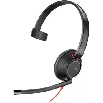 Poly Blackwire C5210 USB-C - 5200 Series - Wired On-Ear Mono Headset with Boom Microphone, Noise Cancelling, In-Line Controls, Black