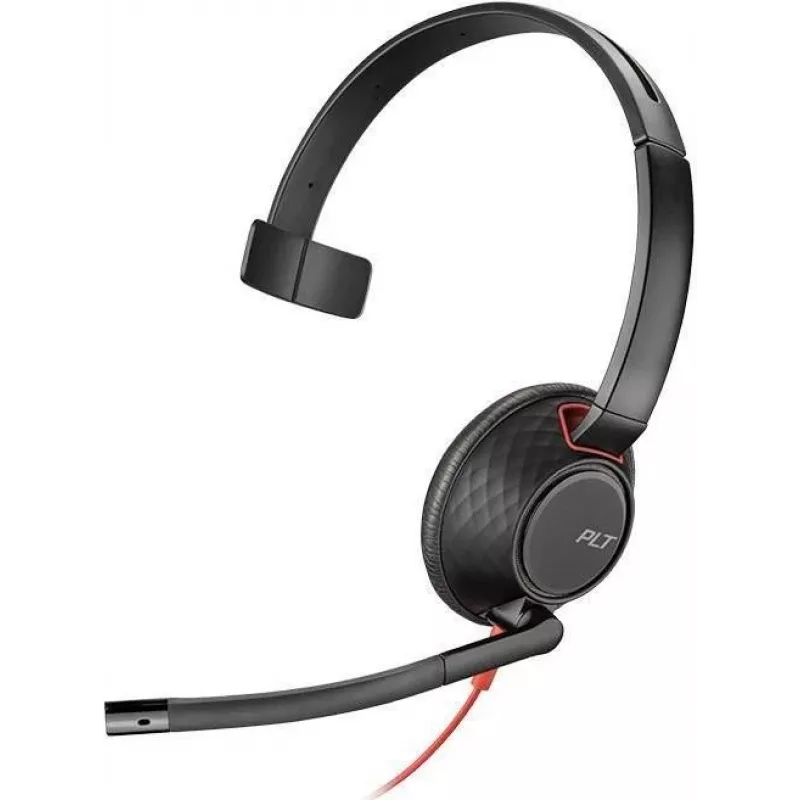 Poly Blackwire C5210 USB-C - 5200 Series - Wired On-Ear Mono Headset with Boom Microphone, Noise Cancelling, In-Line Controls, Black