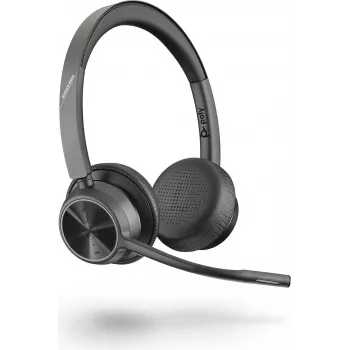 Poly Voyager 4320 UC Bezprzewodowy zestaw słuchawkowy Bluetooth z adapterem BT700 USB-C, nauszny, podwójny mikrofon z redukcją szumów, 24 godziny rozmów, czarny