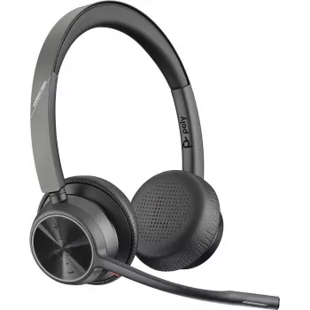 Poly Voyager 4320 UC Bezprzewodowy zestaw słuchawkowy Bluetooth z adapterem BT700 USB-C, nauszny, podwójny mikrofon z redukcją szumów, 24 godziny rozmów, czarny