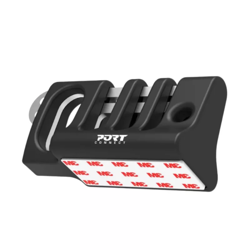 Port Connect Desktop Organizer na kabel myszy i klawiatury – samoprzylepny silikonowy klips, 3 sloty, czarny