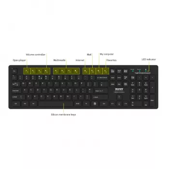 Port Connect Tough Office USB Keyboard - Czarny