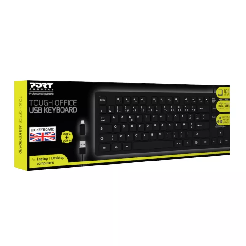 Port Connect Tough Office USB Keyboard - Czarny