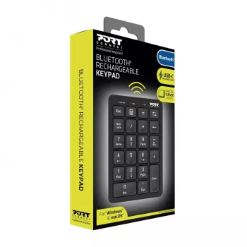 Port Designs Klawiatura numeryczna Bluetooth ładowalna - 22 klawisze, czarna