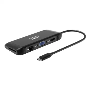 PORT USB-C Docking Station 11-in-1 Hub z 4K HDMI, VGA, Gigabit Ethernet, 100W PD, USB 3.1, SD/MicroSD, Audio - Czarny