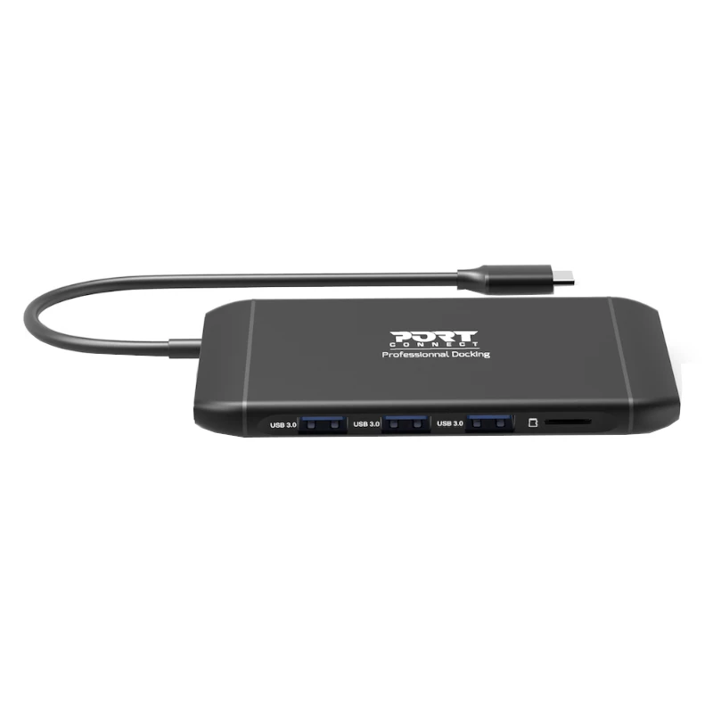 PORT USB-C Docking Station 11-in-1 Hub z 4K HDMI, VGA, Gigabit Ethernet, 100W PD, USB 3.1, SD/MicroSD, Audio - Czarny