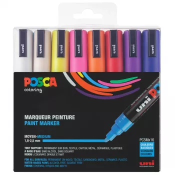 Zestaw markerów POSCA PC-5M z końcówką kulkową, różne kolory, 16 sztuk