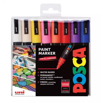 Zestaw markerów POSCA PC-5M z końcówką kulkową, różne kolory, 16 sztuk