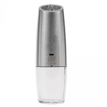 POWER PLANT PP591A Młynek elektryczny – ceramiczne żarna, dioda LED, srebrny, 63x63x200 mm