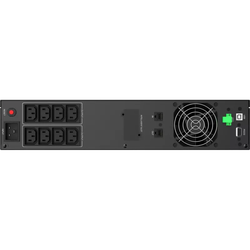 PowerWalker VI 3000 RLE UK UPS line-interactive, 3000 VA/1800 W, do montażu w szafie rack 2U, 8x IEC C13 + 1x IEC C19, USB/RS-232, AVR, LCD