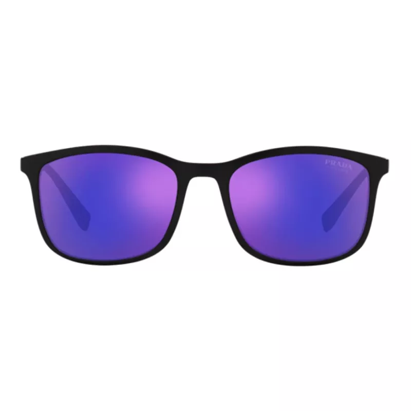 PRADA Linea Rossa Okulary przeciwsłoneczne męskie PS01TS-16G05U Matowa czarna oprawka Szare lustrzane srebrne szkła 55/19/140 mm