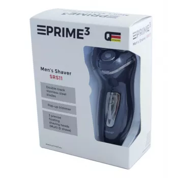 PRIME3 SRS11 Męska golarka rotacyjna z trymerem pop-up, czarno-srebrna