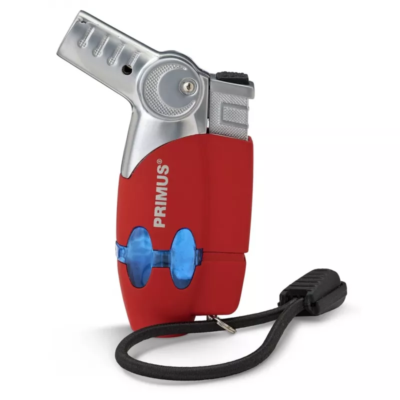 Primus PowerLighter III Iskrowa zapalarka kuchenna – czerwona, na gaz do wielokrotnego napełniania, wiatroszczelna, regulowany płomień, outdoor i camping