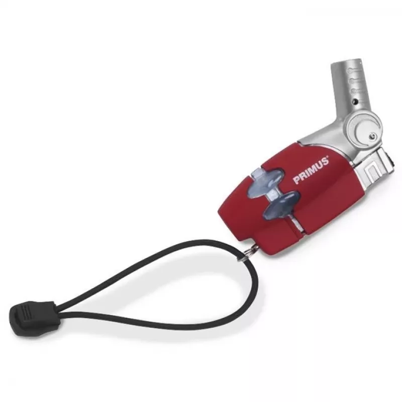 Primus PowerLighter III Iskrowa zapalarka kuchenna – czerwona, na gaz do wielokrotnego napełniania, wiatroszczelna, regulowany płomień, outdoor i camping