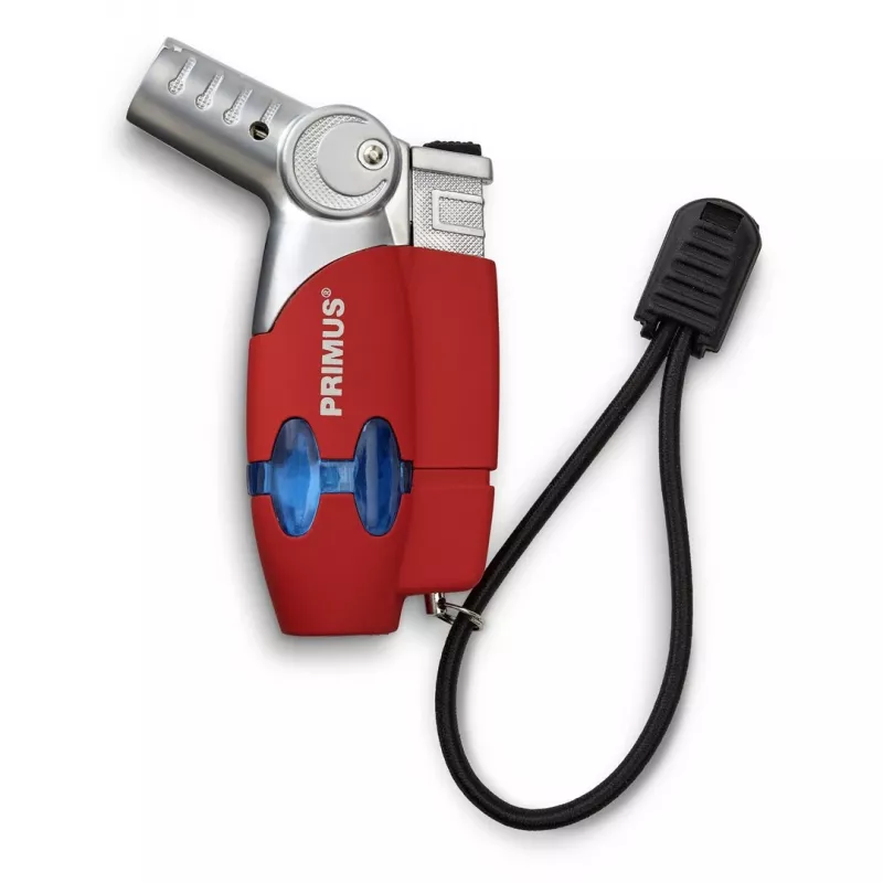 Primus PowerLighter III Iskrowa zapalarka kuchenna – czerwona, na gaz do wielokrotnego napełniania, wiatroszczelna, regulowany płomień, outdoor i camping