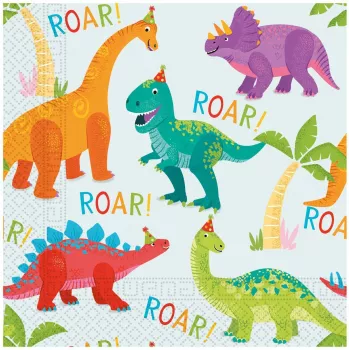Procos Dino Party serwetki papierowe 2-warstwowe 33x33 cm, 20 sztuk, wielokolorowe 97976