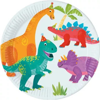 Procos Dino Party Papierowe Talerze 23cm 8-Pak 97973