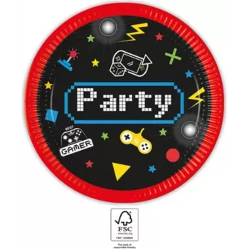PROCOS Gaming Party Papierowe Talerze 23cm 8-Pak (93769)