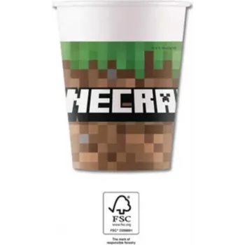 Procos Minecraft Kubki Papierowe Imprezowe 250 ml 8-Pak 95442