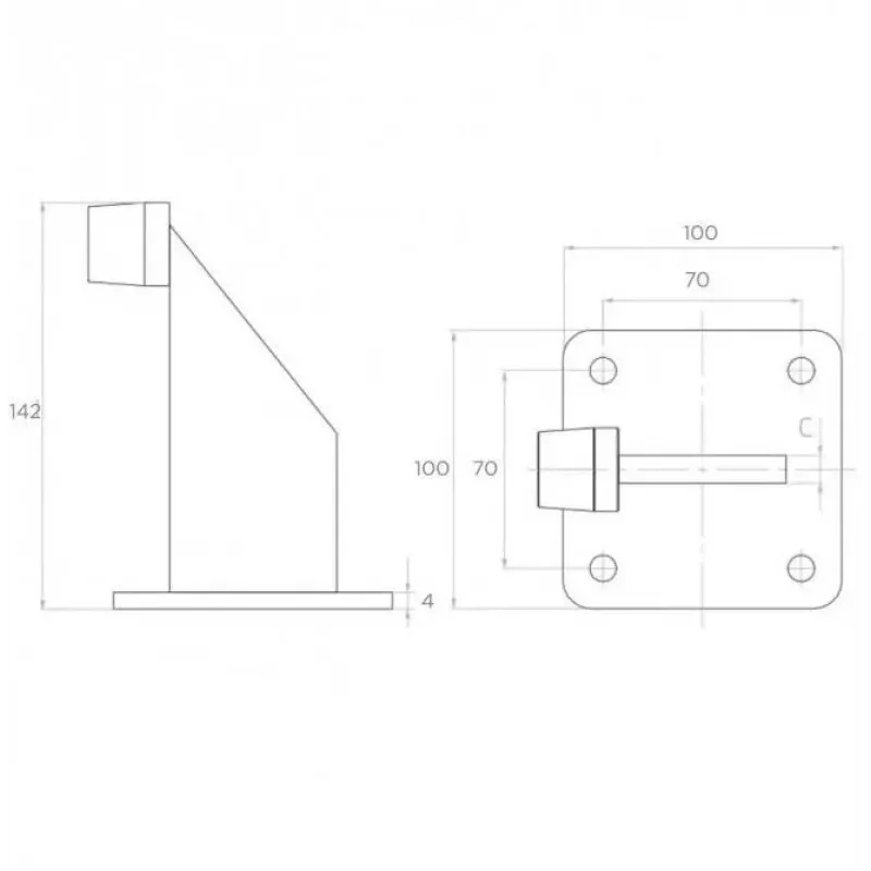 PSG 60.039.9005 Ogranicznik bramy, guma EPDM, czarny RAL 9005, montaż śrubowy z 2 otworami, rozstaw otworów 70 mm, otwory 11 mm, -30°C do +80°C