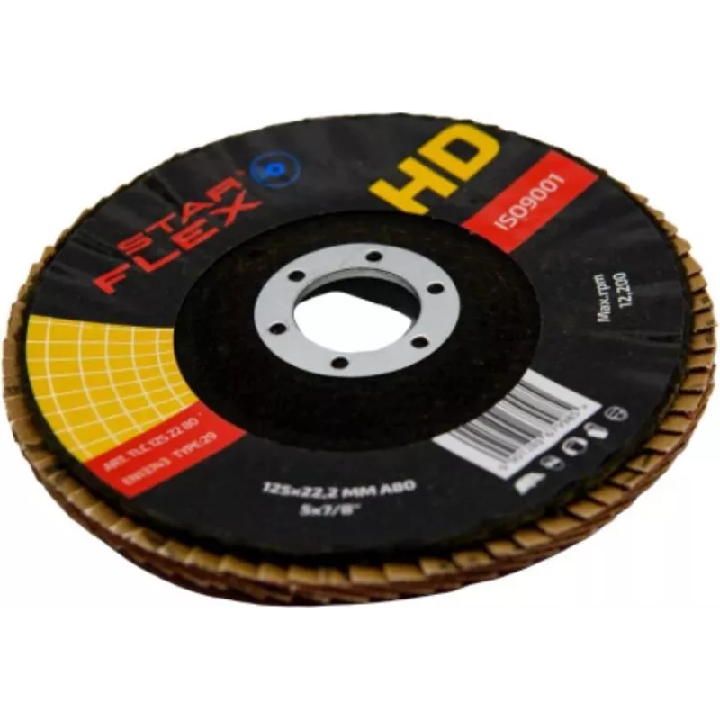 PSG Star Flex T29 SG INOX Ceramiczny talerz listkowy 125 mm, otwór 22,23 mm, gradacja P60, stożkowy typ 29, do stali nierdzewnej