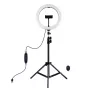 PULUZ 26cm lampa pierścieniowa LED ze statywem do 1,1 m i uchwytem na telefon, zasilana USB