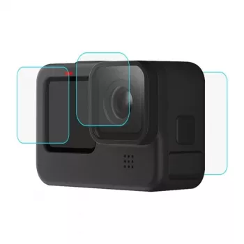 PULUZ PU507 9H Hartowane Szkło Ochronne na Ekran i Obiektyw do GoPro HERO12/11/10 Czarny – Zestaw 3-częściowy (Przód, Tył, Obiektyw)