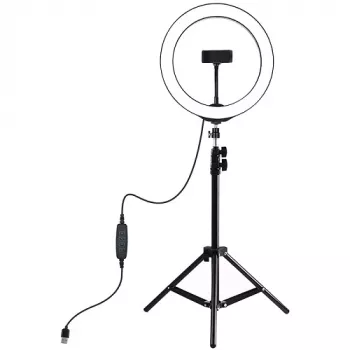 PULUZ LED Ring Light 26cm z statywem do 1,1m i uchwytem na telefon, USB